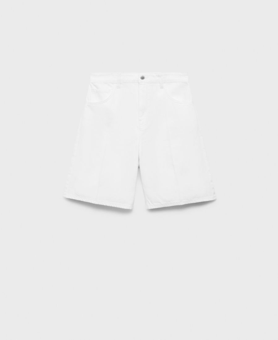 

Женские прямые шорты-бермуды с высокой талией MANGO, White