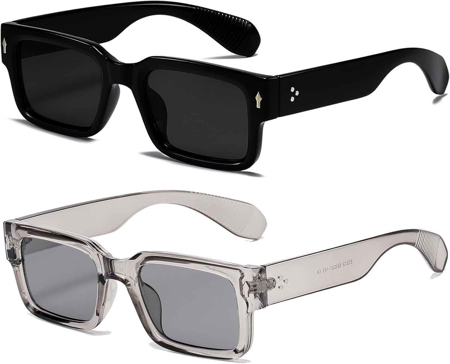 

Солнцезащитные очки EYLRIM в квадратной оправе для женщин и мужчин, модные массивные прямоугольные солнцезащитные очки черного цвета с защитой от УФ-излучения UV400, 2 Pack (Black/Grey+transparent Grey/Grey)