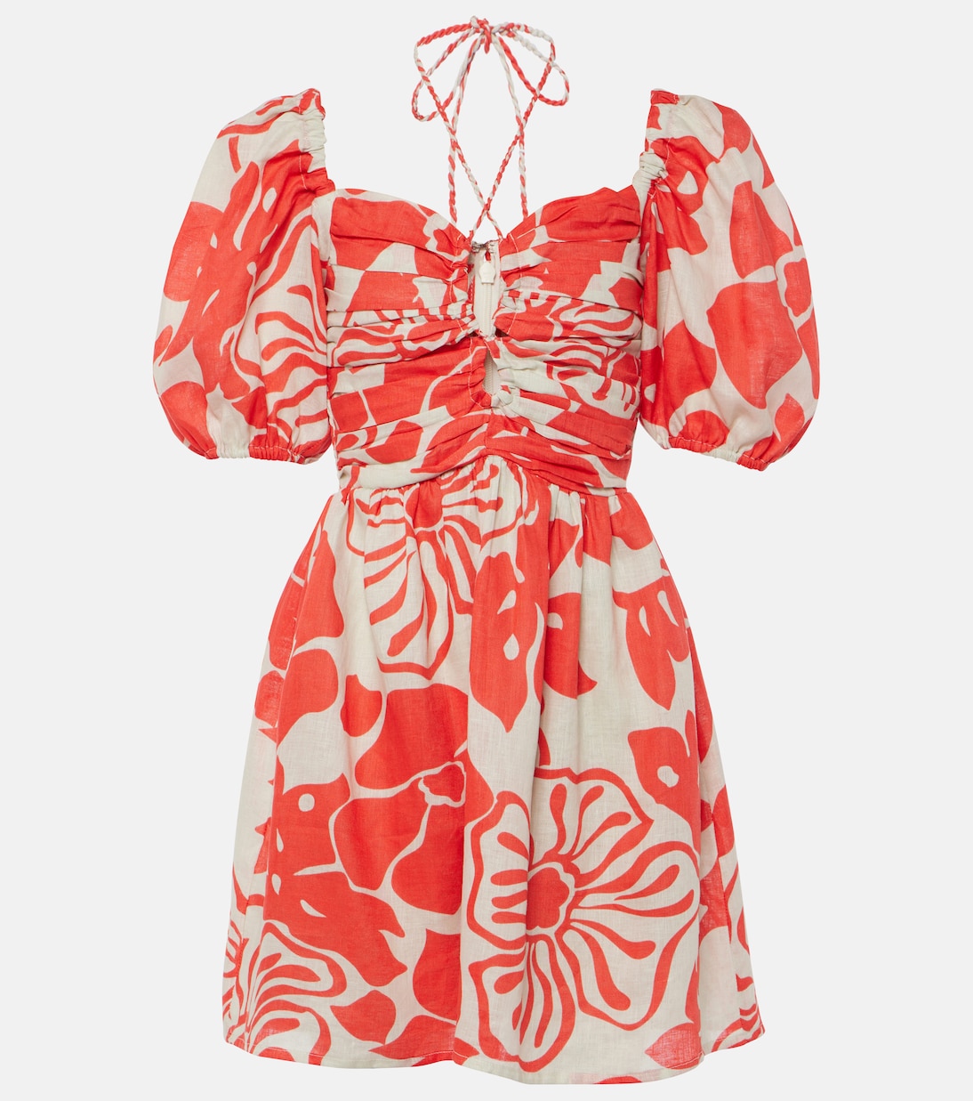 

Мини-платье из льна с цветочным принтом Odelia Faithfull, Hibiscus Floral Red