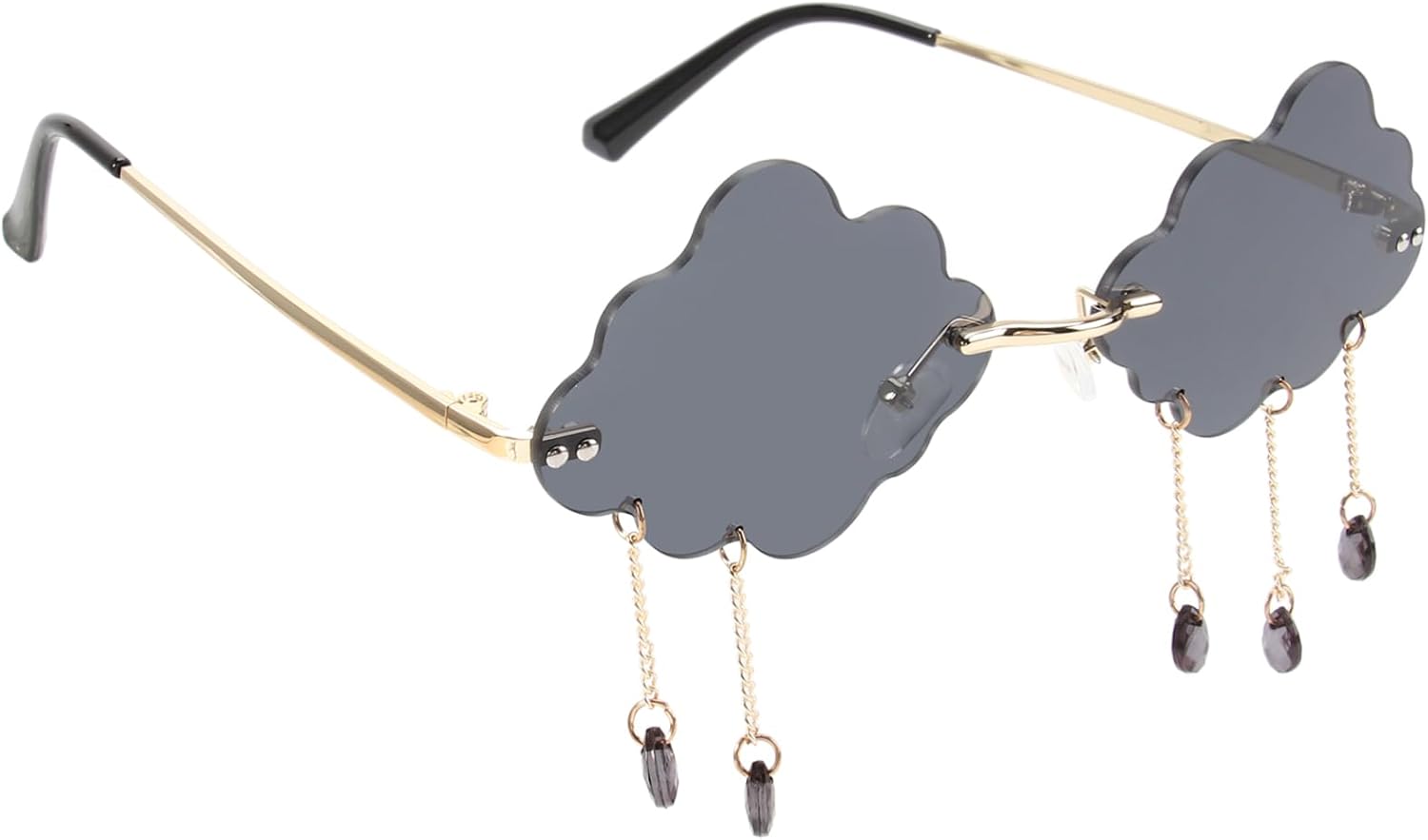 

FRCOLOR 1 пара стильных солнцезащитных очков в форме облака с декором в виде капли воды. Уникальные пляжные очки для вечеринок. Легкий дизайн для активного отдыха на природе, Black