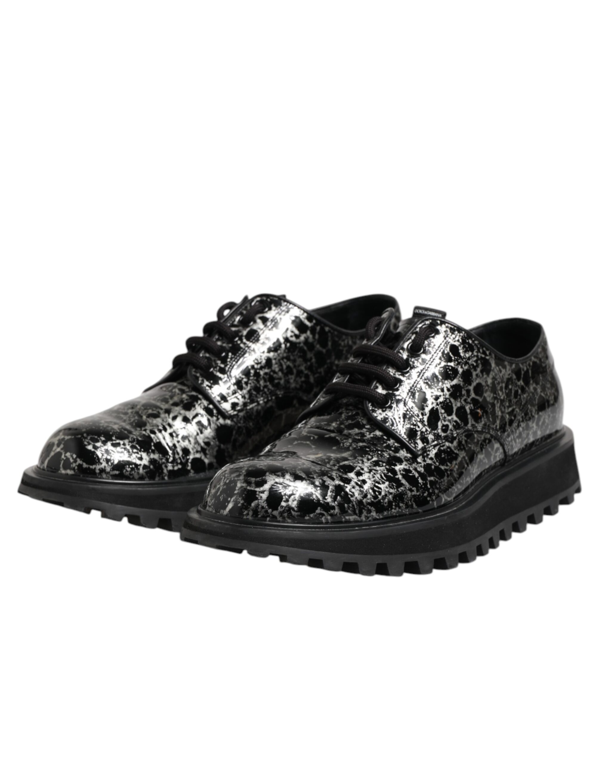 Черные белые туфли-дерби из телячьей кожи Dolce & Gabbana, черный/белый — фото 4