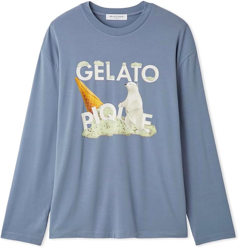 

Футболка из вискозы с принтом медведя Gelato, круглая, PMCT255952, мужская Gelato Pique, темно-синий