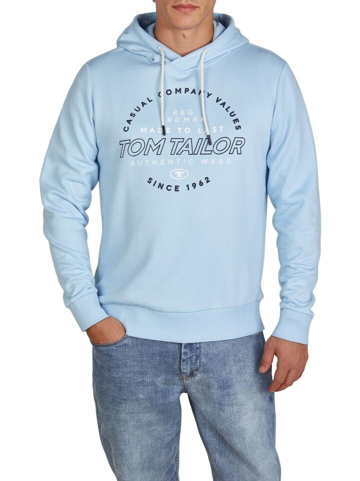 

Пуловер Tom Tailor Pullover Printed Hoodie, синий