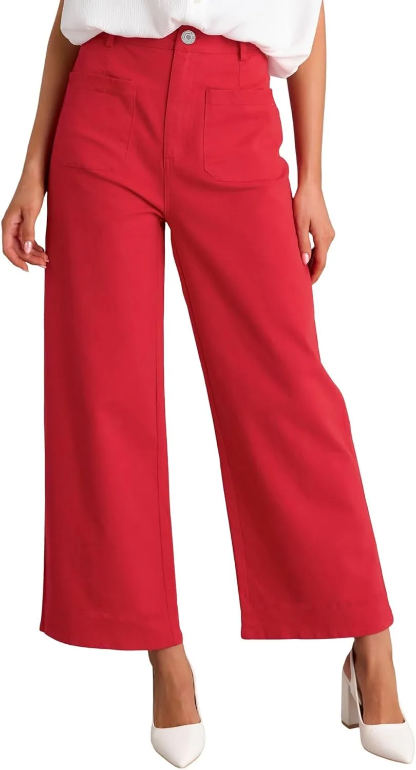 

Allimy женские джинсы с высокой талией укороченные широкие