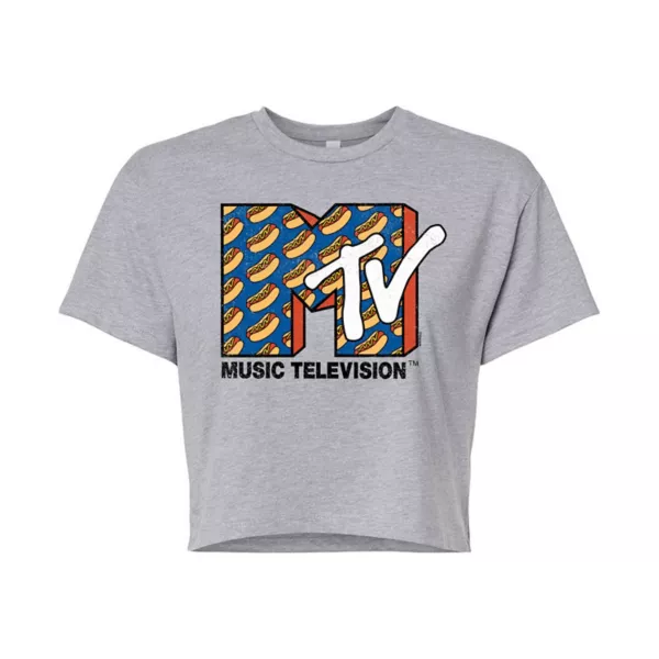 

Укороченная футболка с изображением хот-дога MTV от Juniors Licensed Character, серый