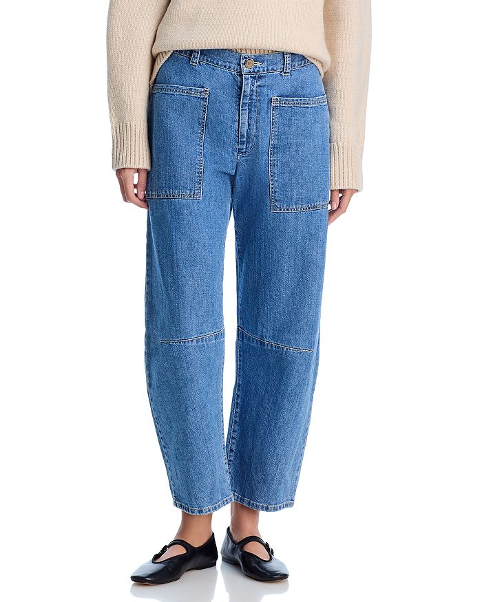 

Farah High Rise Curved Knee Джинсы с высокой посадкой и изогнутым коленом в цвете индиго Velvet by Graham & Spencer, синий