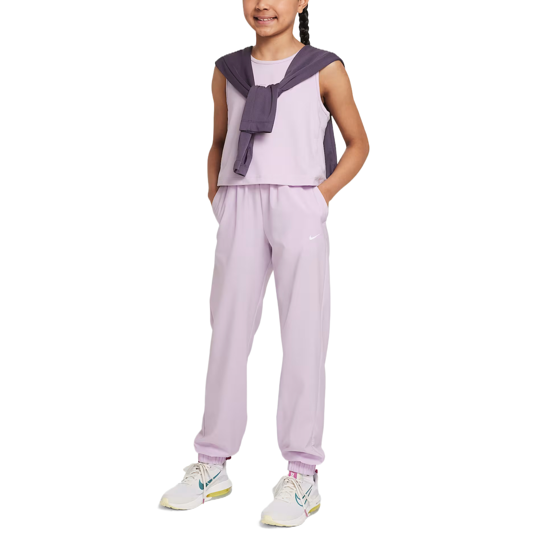 Nike Детские быстросохнущие штаны dri fit moderate розовый/белый — фото 4