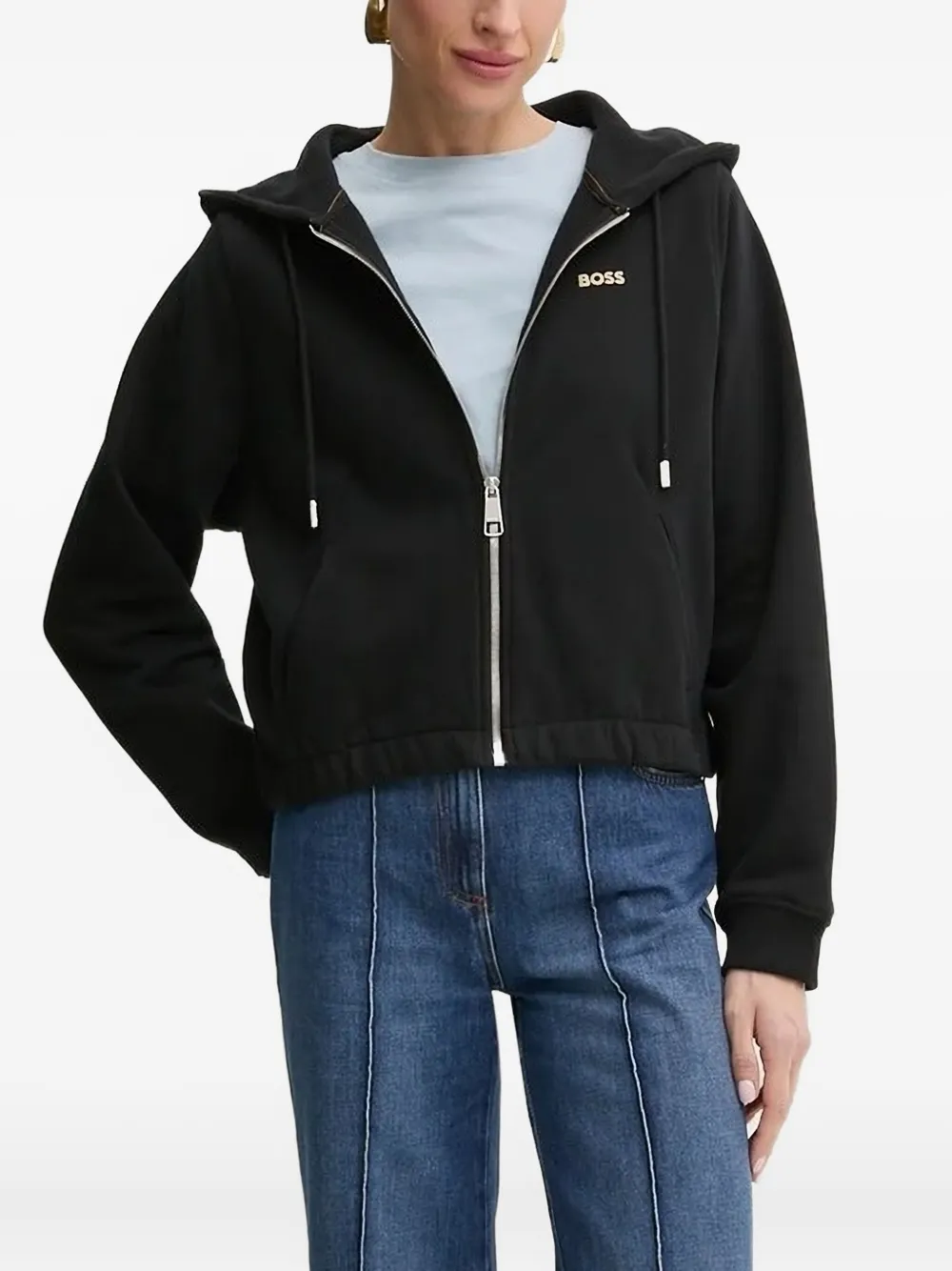 

Толстовка Long-sleeve zip-front hooded BOSS, черный