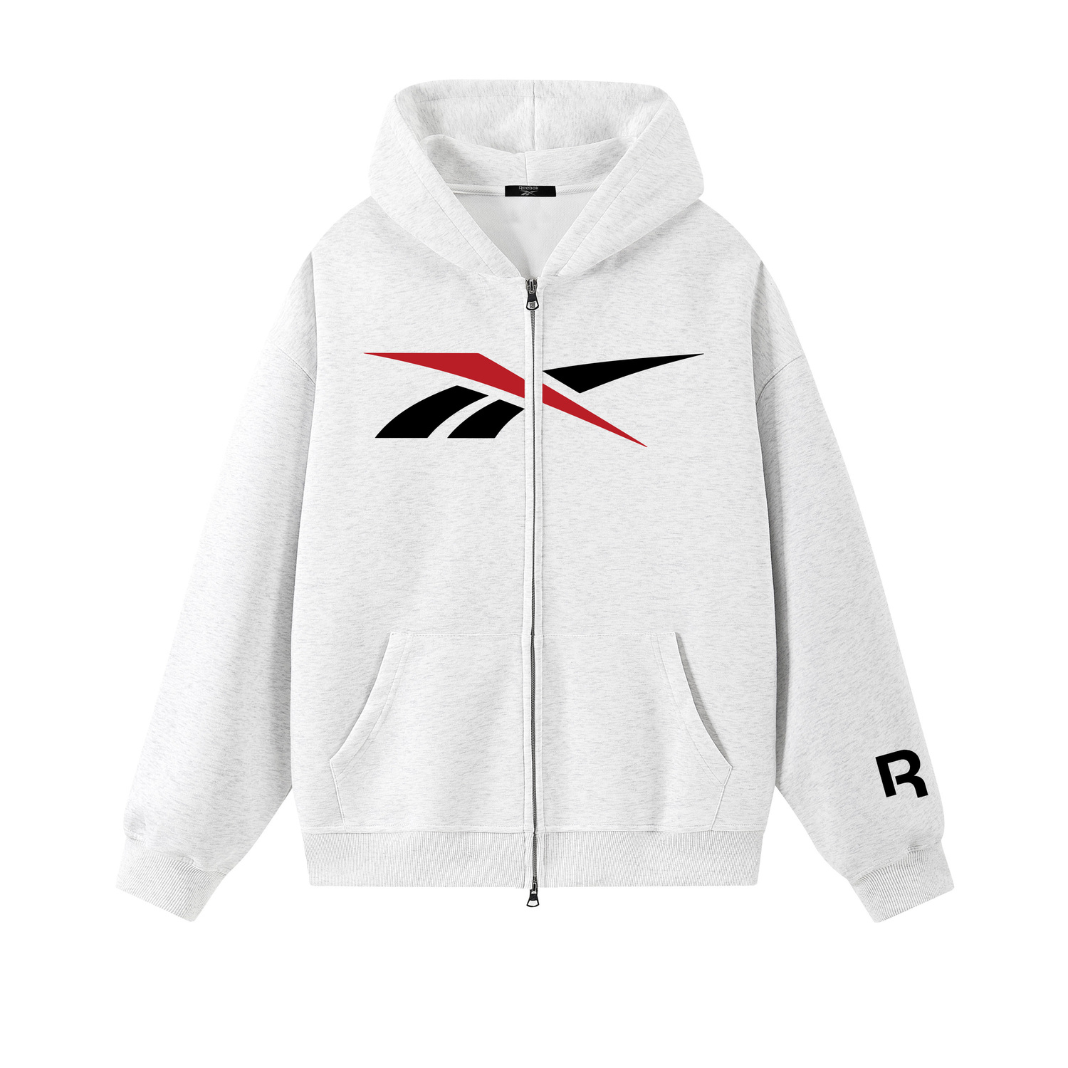 

Толстовка Unisex Hooded Moderate Cardigan Reebok, белый heather серый