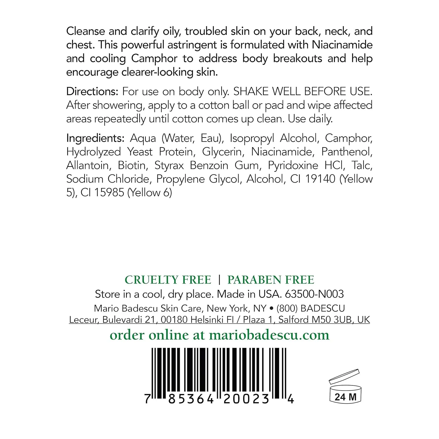 Очищающий лосьон-тоник Mario Badescu Special Cleansing Lotion "O" для жирной кожи | Тоник для тела, сужающий поры и выравнивающий тон кожи | Содержит экстракт огурца и ниацинамид 237 мл (1 шт.) — фото 2