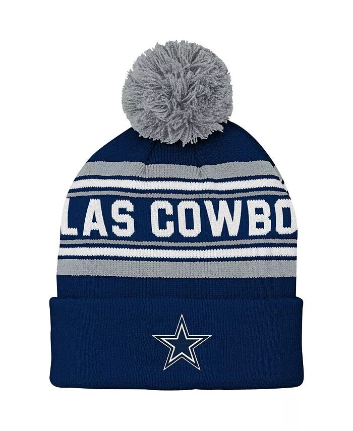 

Дошкольная шапка с манжетами из жаккарда с принтом «Dallas Cowboys» для мальчиков и девочек темно-синего цвета с помпоном Outerstuff