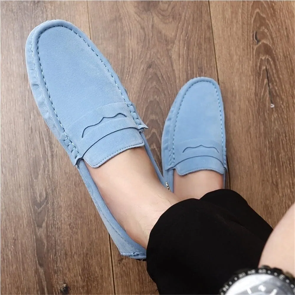 Лоферы мужские замшевые синие Classic Solid Color Party Wedding Prom Shoes Low Top Rubber Sole, синий DHFIRUFSHLO — фото 2