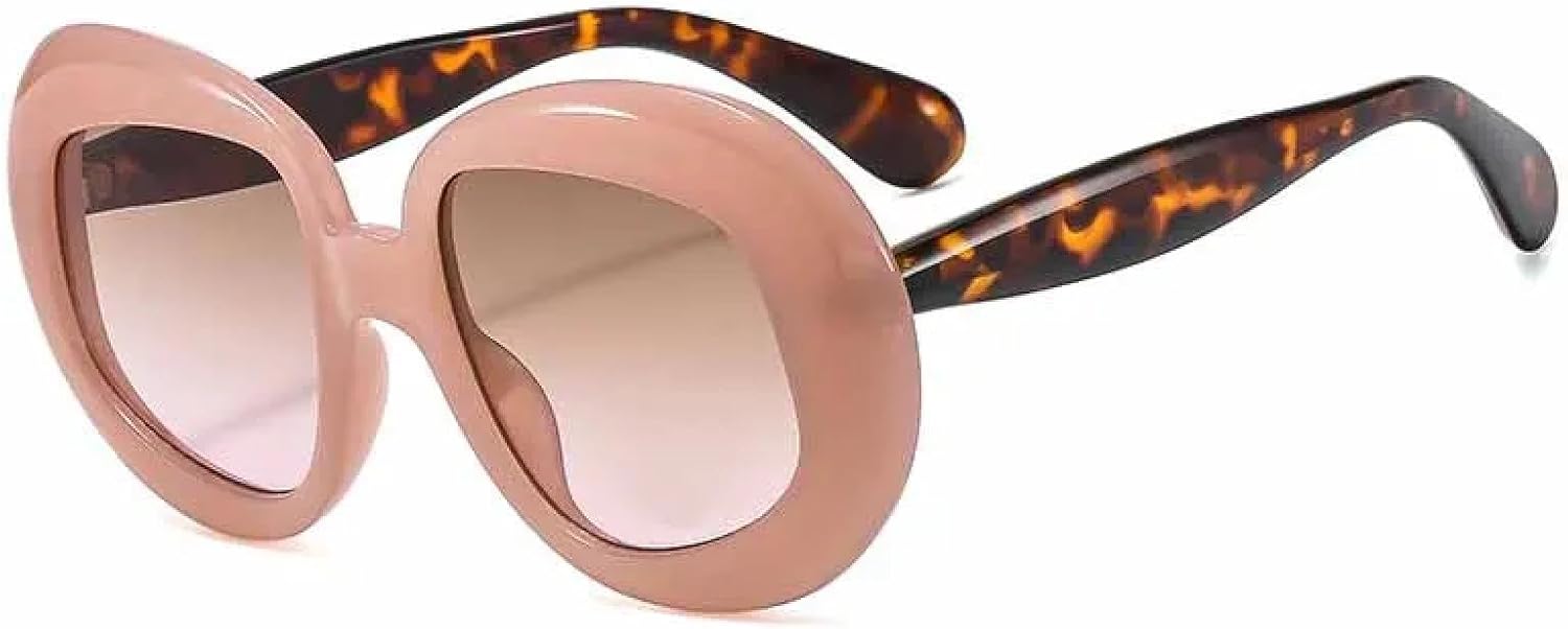 

Винтажные большие овальные солнцезащитные очки унисекс в крупной оправе, модные, для отдыха на природе, летних путешествий, солнцезащитные очки с защитой от УФ-излучения UV400 TKKTLLT, Leopard Tea Pink