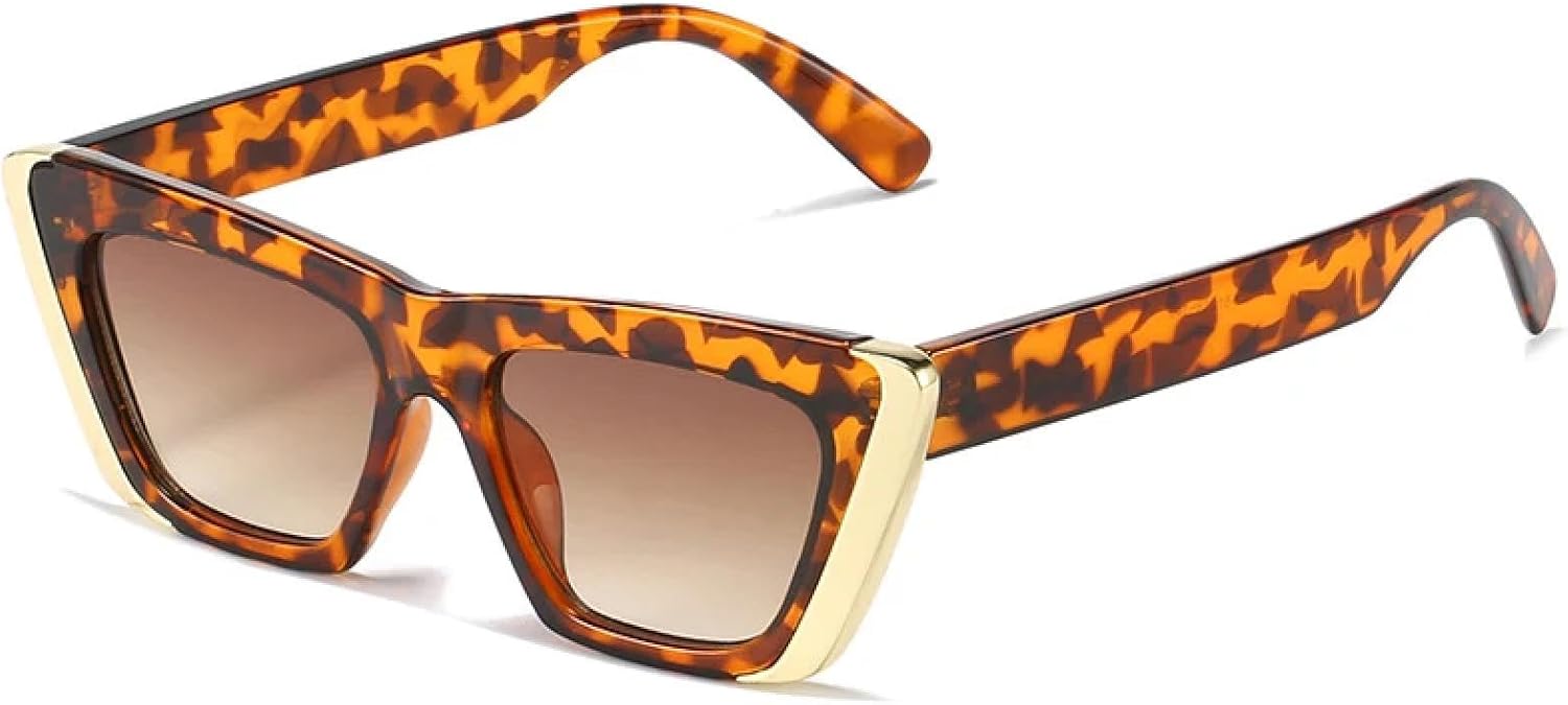 

Модные солнцезащитные очки «кошачий глаз» для женщин, прозрачные градиентные очки, защита от УФ-излучения UV400, ретро-очки для мужчин, контрастные цветные солнцезащитные очки WNCKSQ, Leopard Tea