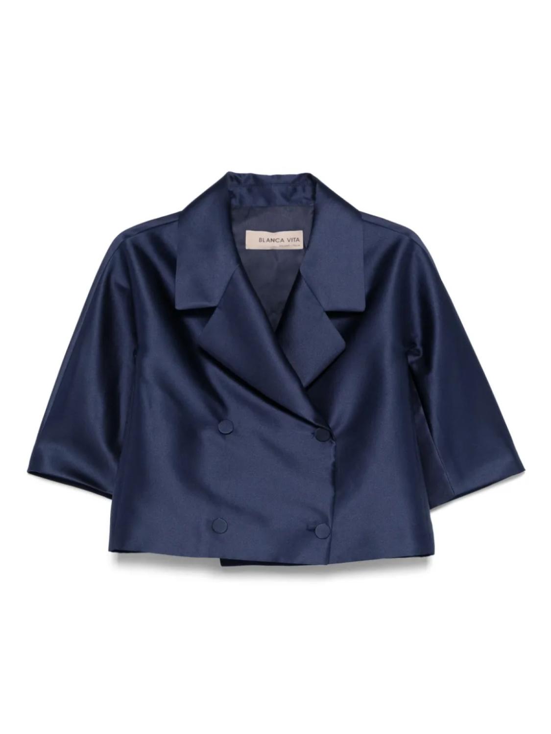 

Атласный блейзер Blanca Vita, синий