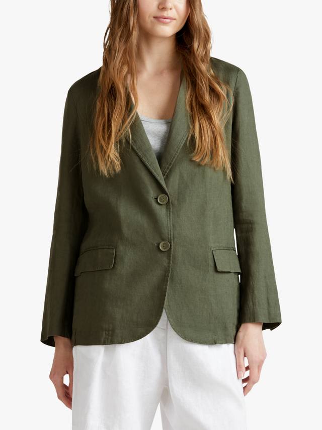 

Однобортный пиджак из чистого льна Benetton, Military Green