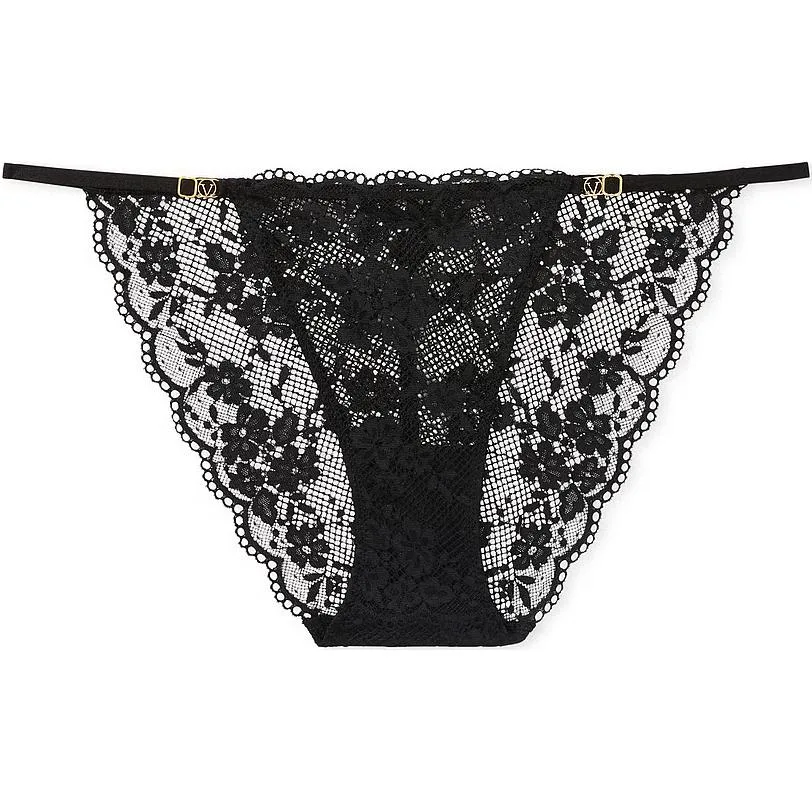 Victoria's Secret Кружевные стринги LOVE CLOUD на регулируемых завязках, 1 шт, черные