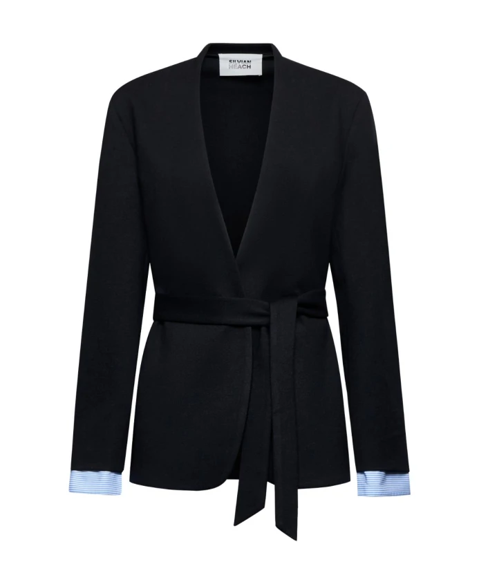 

Блейзер с поясом и контрастными деталями Silvian Heach, черный