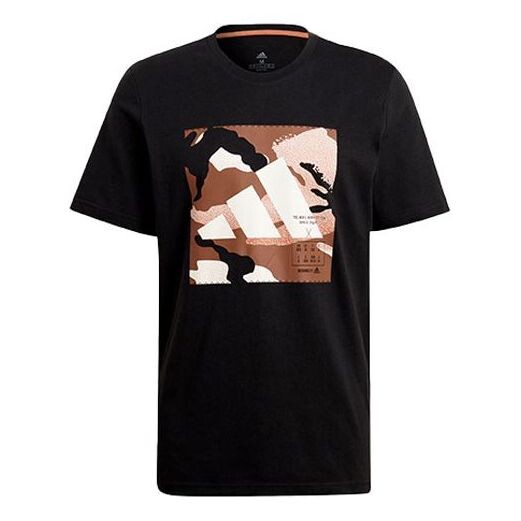 

Футболка camo bos tee m printing color block casual sports short sleeve black Adidas, черный