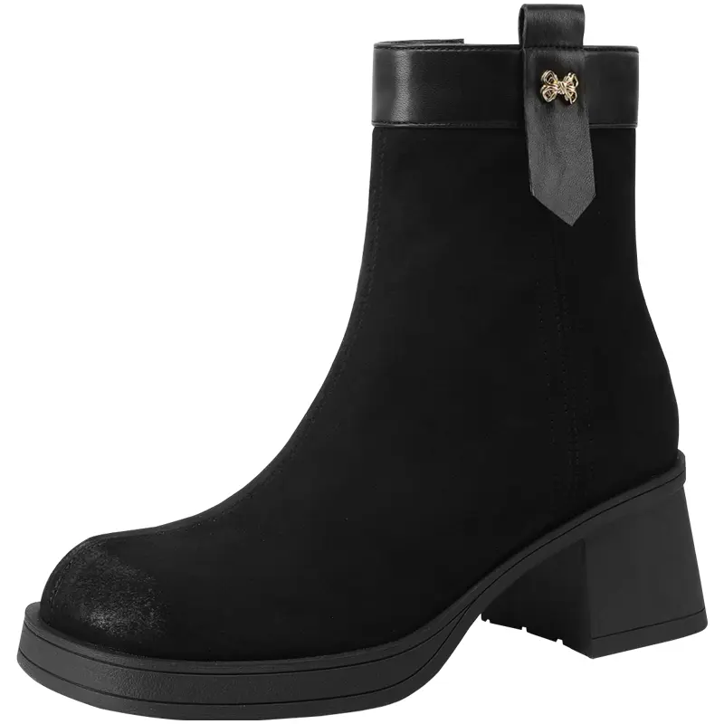 Mulinsen Женские черные модные ботинки на каблуке около 6 см, цвет Black