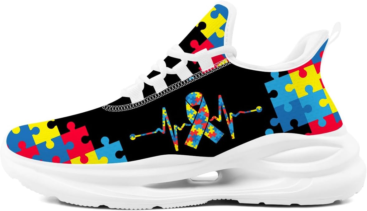 

Кроссовки для женщин и мужчин с аутизмом, спортивные для бега, тенниса и ходьбы Generic, 3103 Autism Puzzles Ribbon Heartbeat