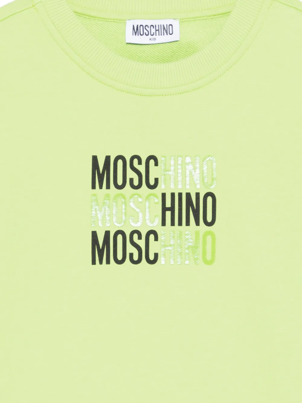 Свитшот с круглым вырезом Moschino Kids, зеленый — фото 3