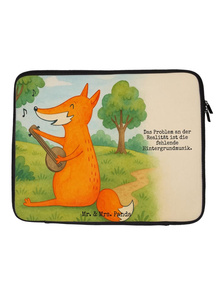 

Mr. & Mrs. Panda Сумка для блокнота с изображением лисы и гитары, а также надписью белого цвета