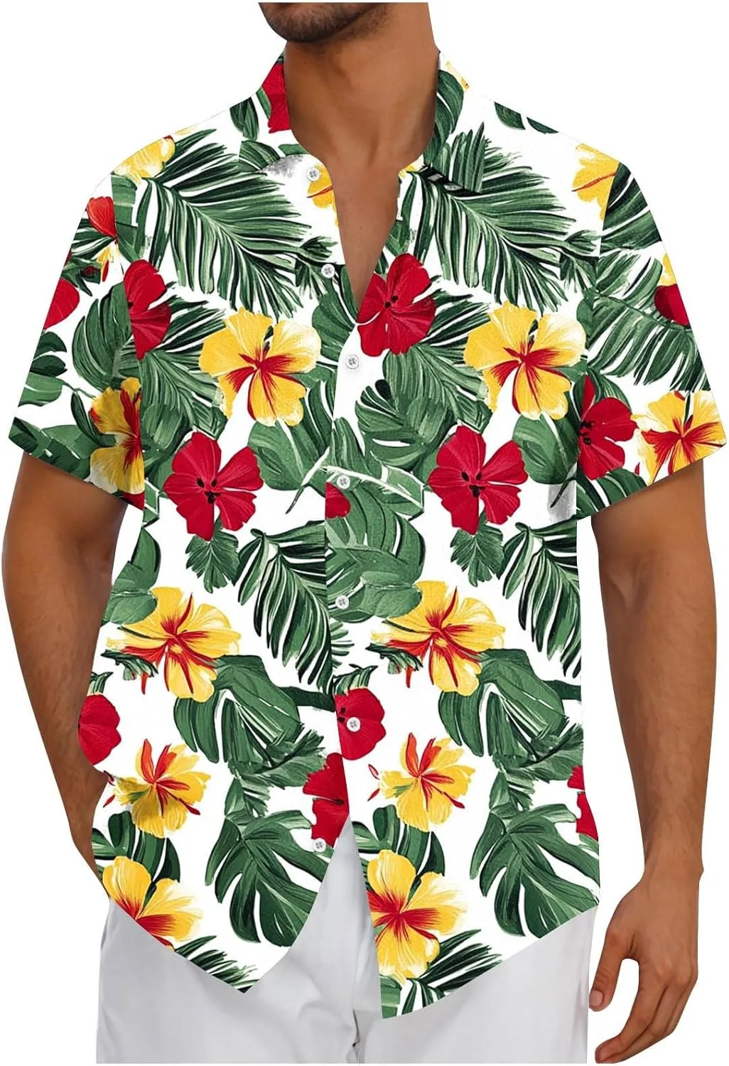 

Мужская гавайская рубашка с коротким рукавом и принтом