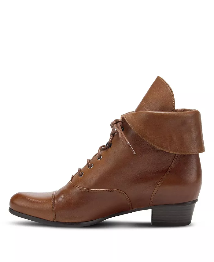 Galil Polished Leather Lace-Up Bootie с отложным манжетом и каблуком stacked heel Spring Step, коричневый — фото 2