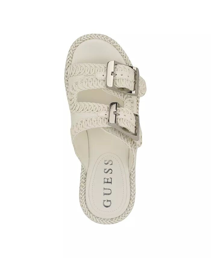 Женские сандалии Binks Two Band Woven Flat Form Slide GUESS, слоновая кость/кремовый — фото 4