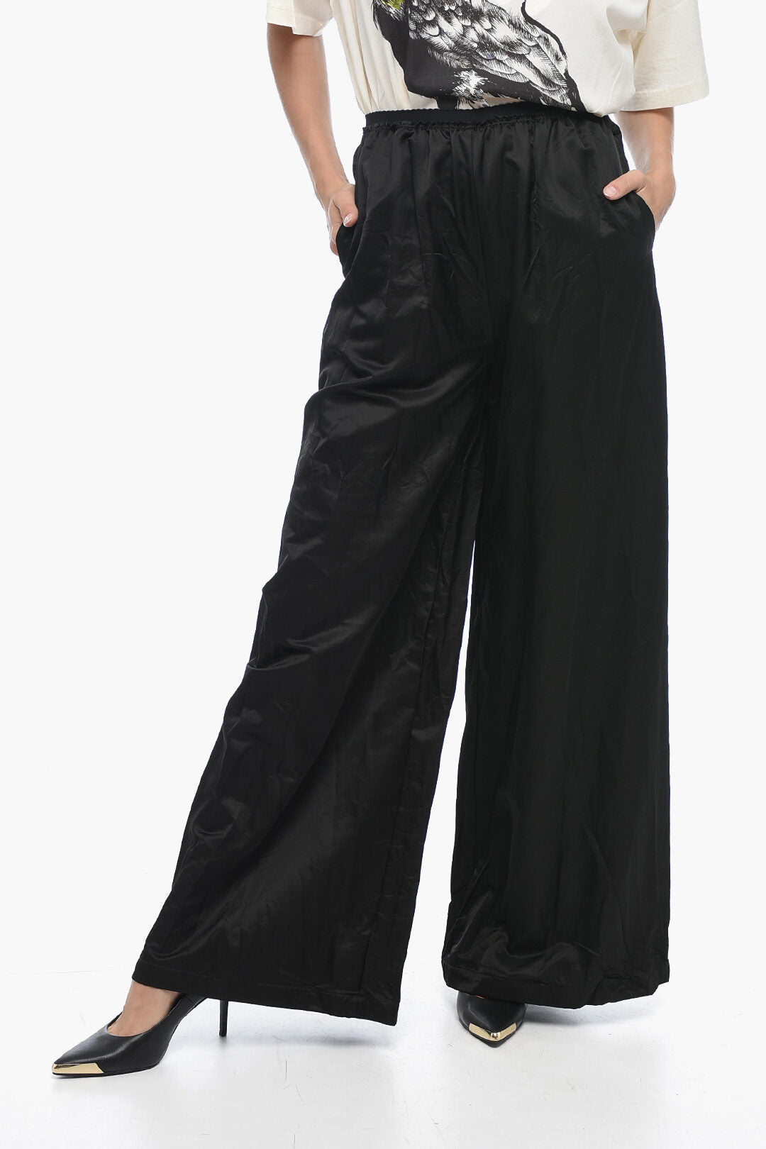 

Широкие брюки Maison Margiela MM6 из вискозной смеси, черный