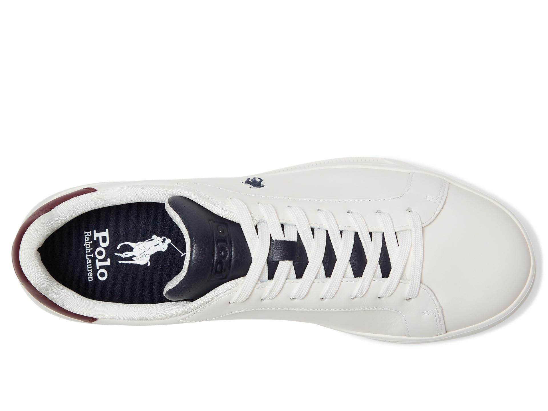 Кроссовки Polo Ralph Lauren Heritage Court II Nappa Leather Sneakers, цвет Off-White/Navy/Wine — фото 2