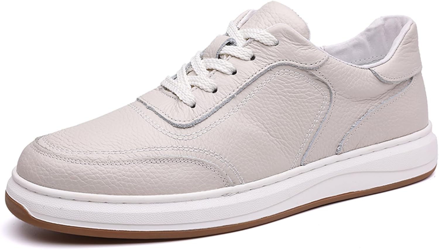 

Мужские классические кожаные кроссовки Мягкие удобные повседневные кроссовки Низкие Нескользящие повседневные обувь Abborora, белый