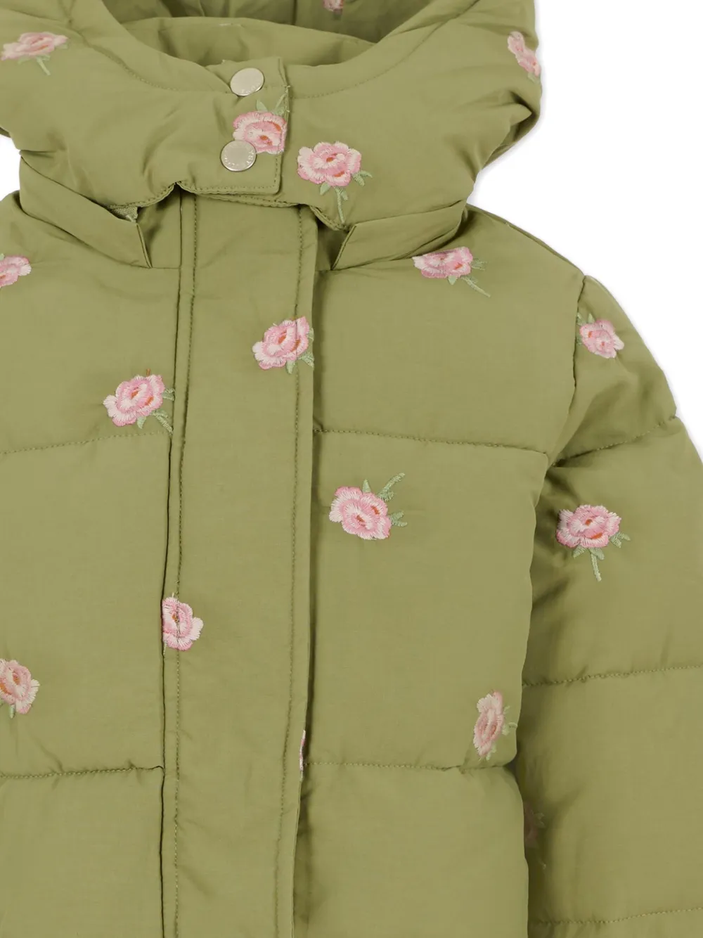 Пуховик с цветочным принтом Stella Mccartney Kids, зеленый — фото 3