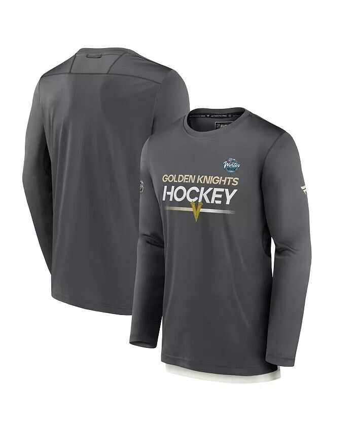 

Мужская темно-серая футболка Vegas Golden Knights 2024 NHL Winter Classic Authentic Pro Tech с длинным рукавом Fanatics