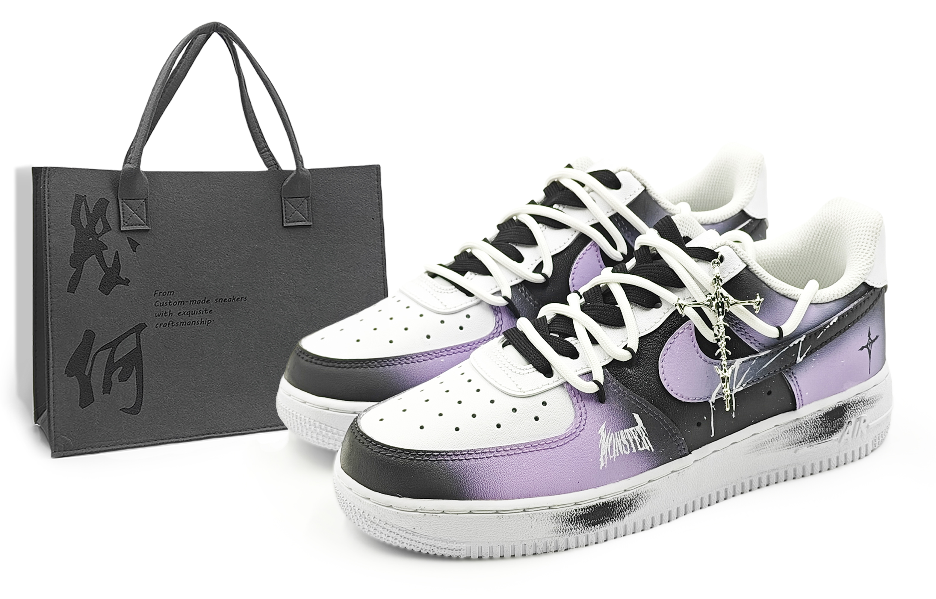 

Nike Кроссовки Air Force 1 для скейтбординга, износостойкие, низкие, мужские, черные, фиолетовые