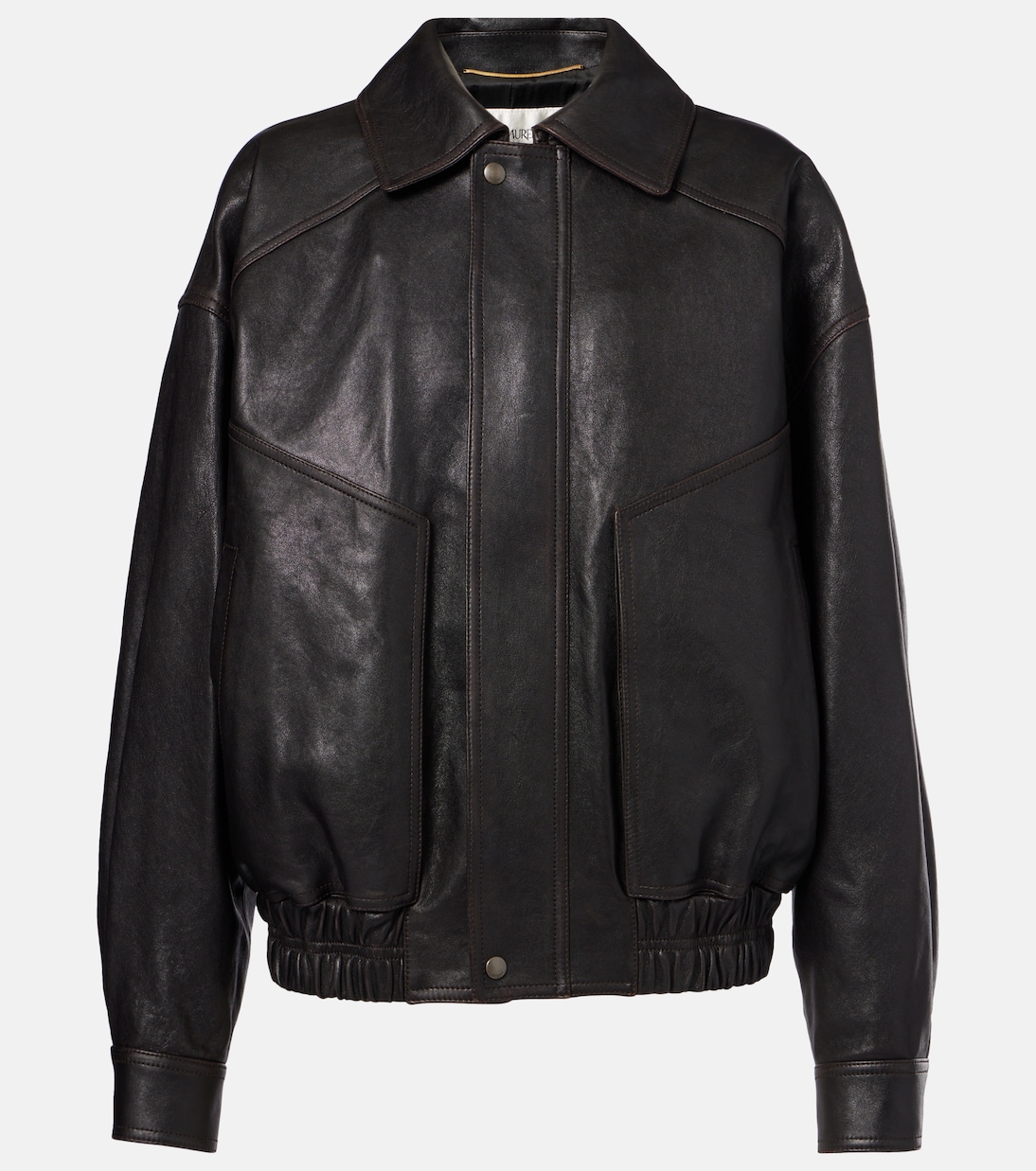 Кожаная куртка-бомбер Saint Laurent, Reglisse/Auburn