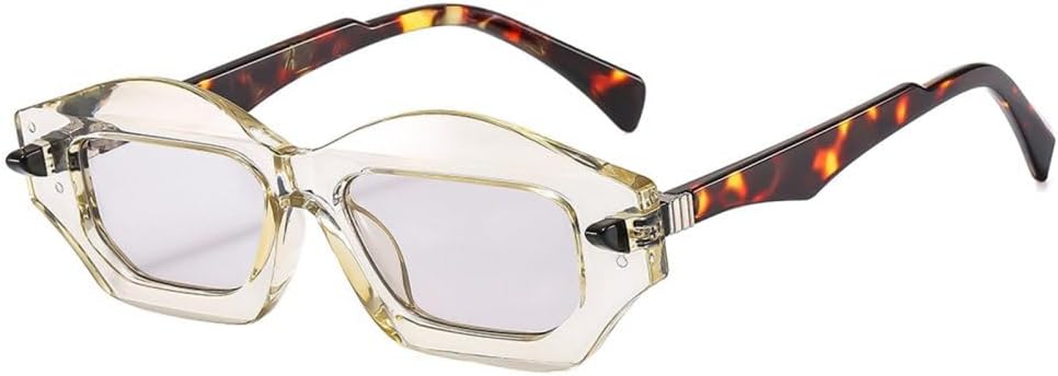 

Уникальные солнцезащитные очки «кошачий глаз» с многоугольными линзами, двухцветные, в стиле ретро, ​​модные, с заклепками, градиентные, с защитой от УФ-излучения UV400 TYUVIVO, Yellow