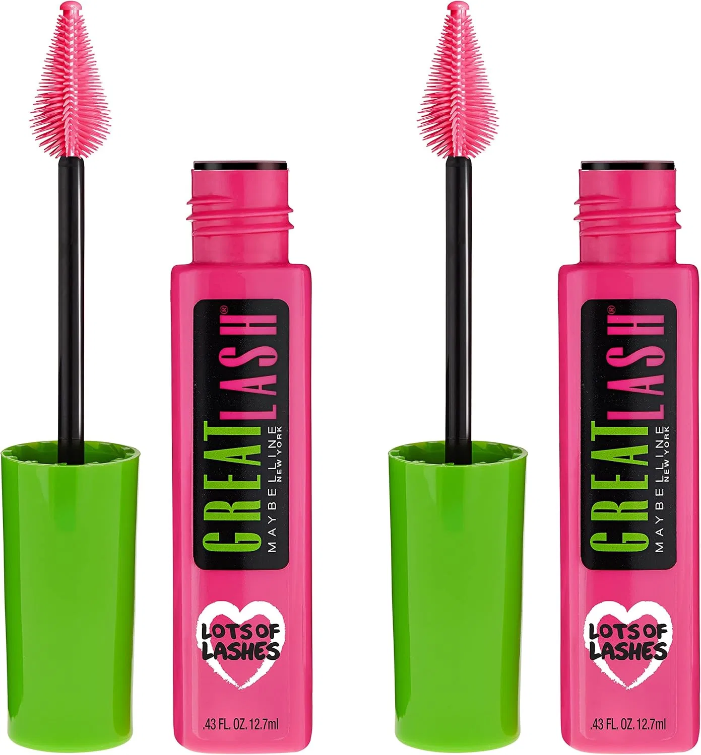 Тушь для ресниц объемная Maybelline New York Great Lash Lots Of Lashes, набор 2 шт., 0.86 fl oz, черный