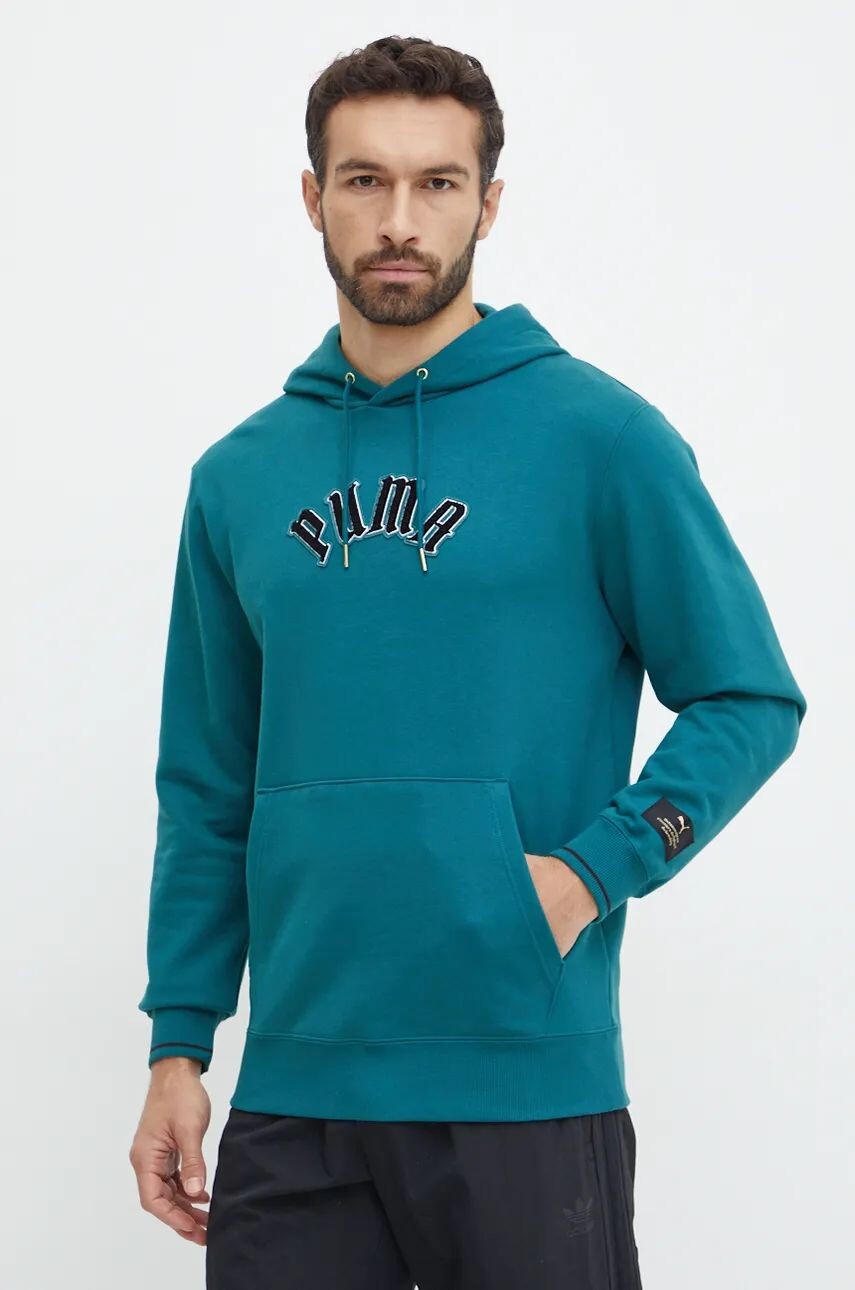 

Хлопковая толстовка Puma Classics Play Paris Hoodie, бирюзовый