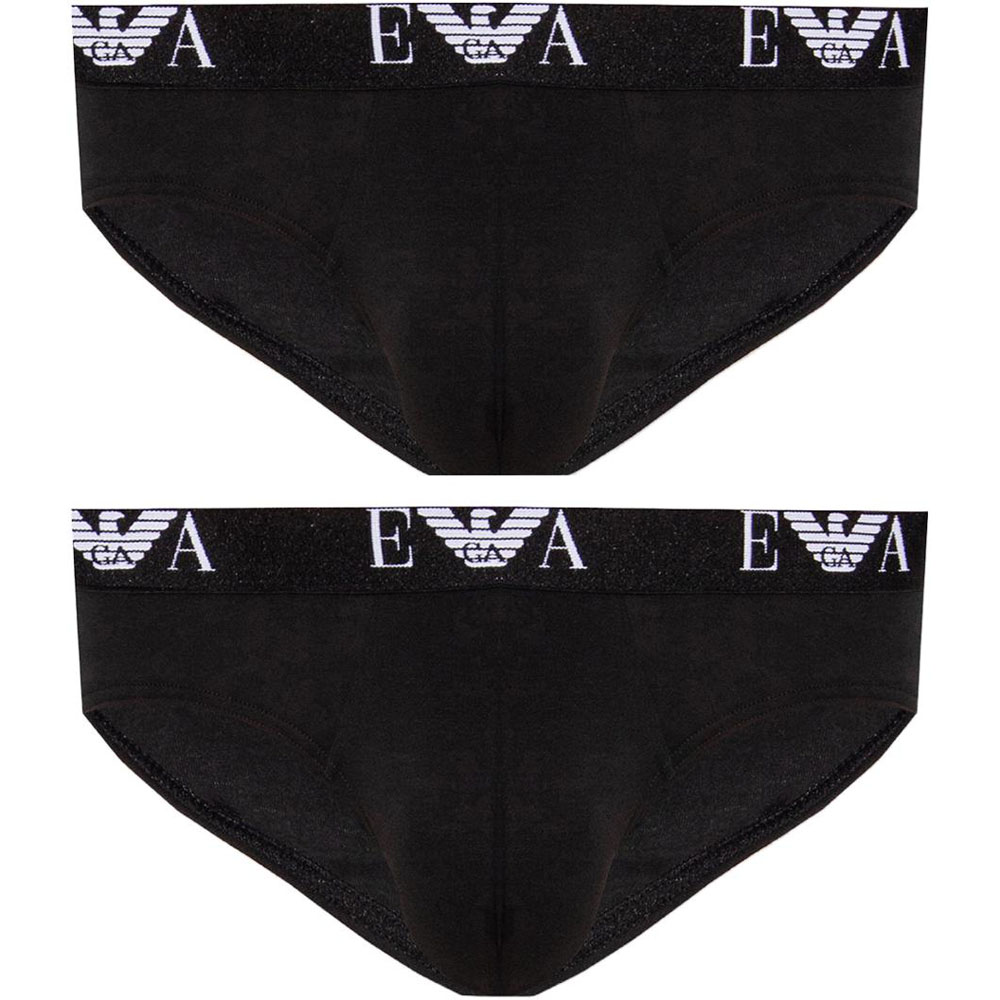

Двое трусов с вышитым логотипом EMPORIO ARMANI, 2 Pack (черный)