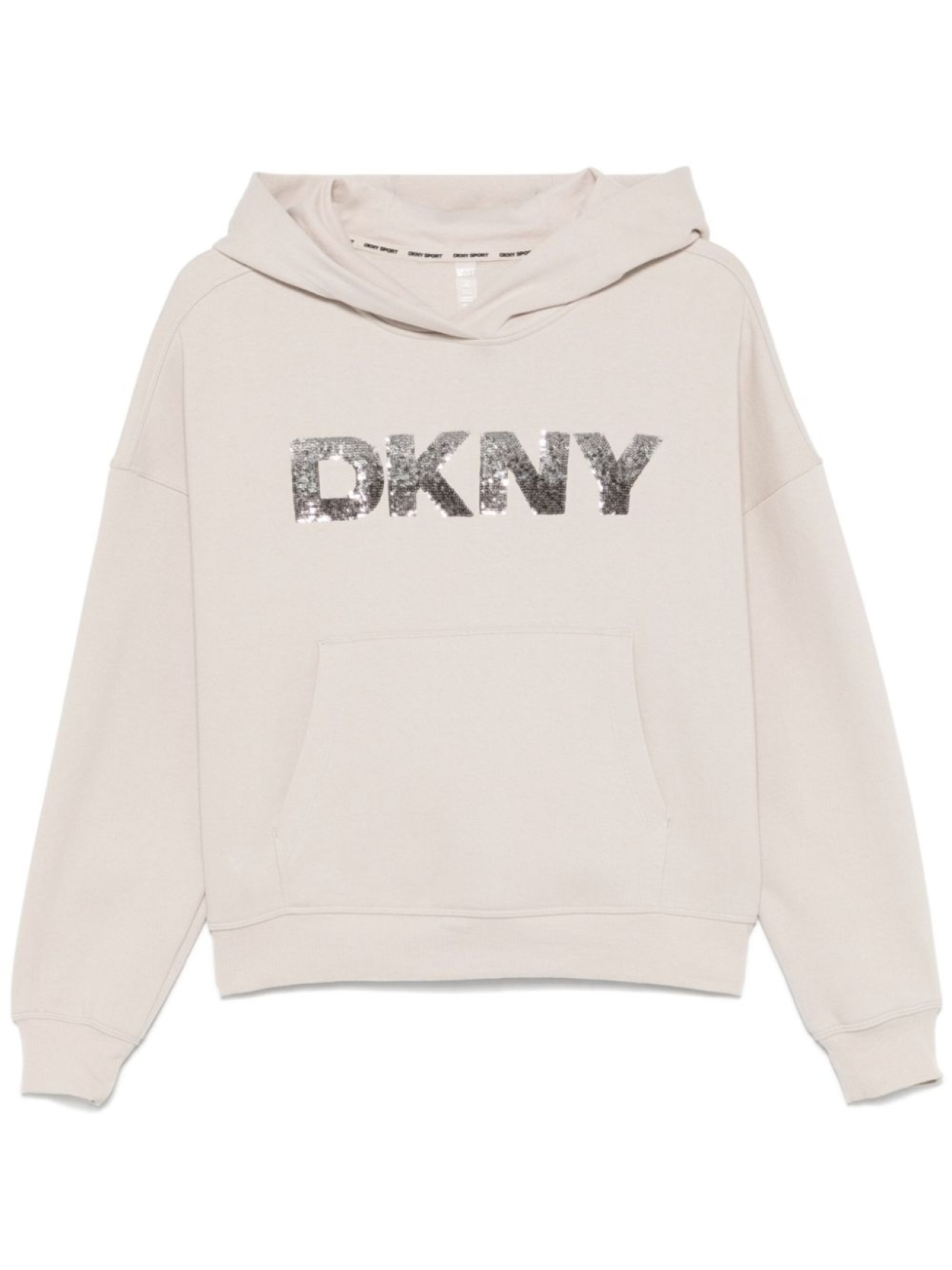 

Толстовка с капюшоном и логотипом из пайеток DKNY, нейтральный цвет