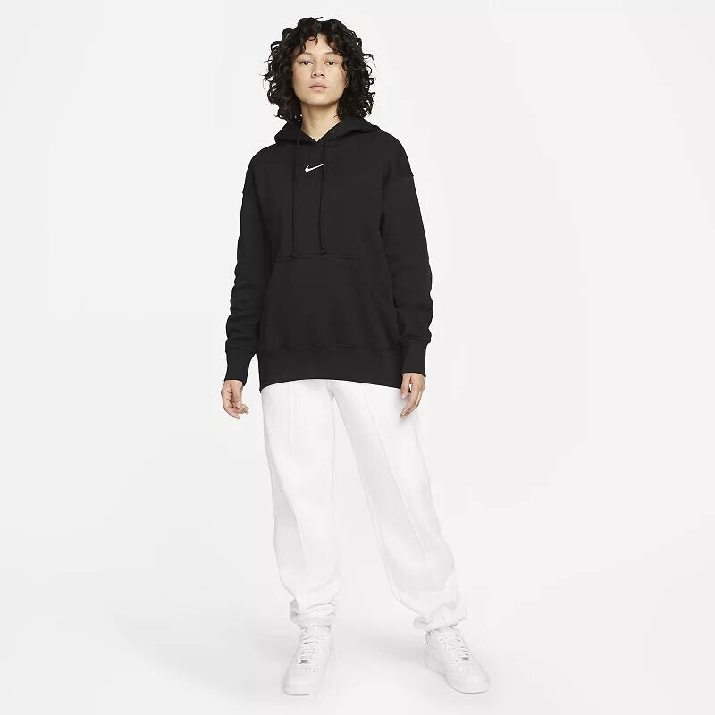 Женский свободный пуловер с капюшоном из флиса Nike Sportswear Phoenix, черный — фото 2