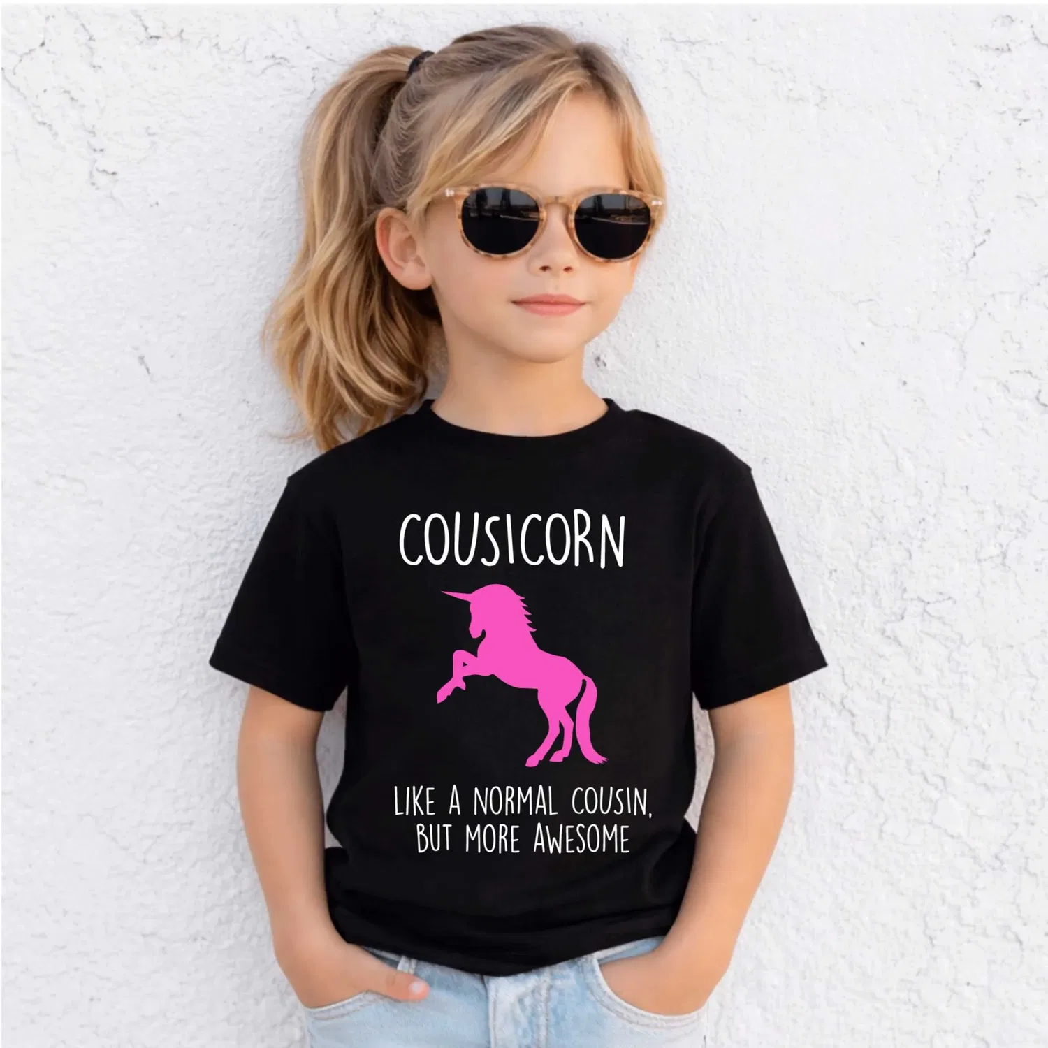 Детская футболка Cousicorn с принтом, 60 Second Makeover, черный