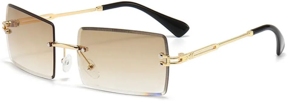 

Женские солнцезащитные очки без оправы 2027 года. Модные квадратные солнцезащитные очки для лета. Декоративные прямоугольные очки без оправы MTZJH, Light Tawny