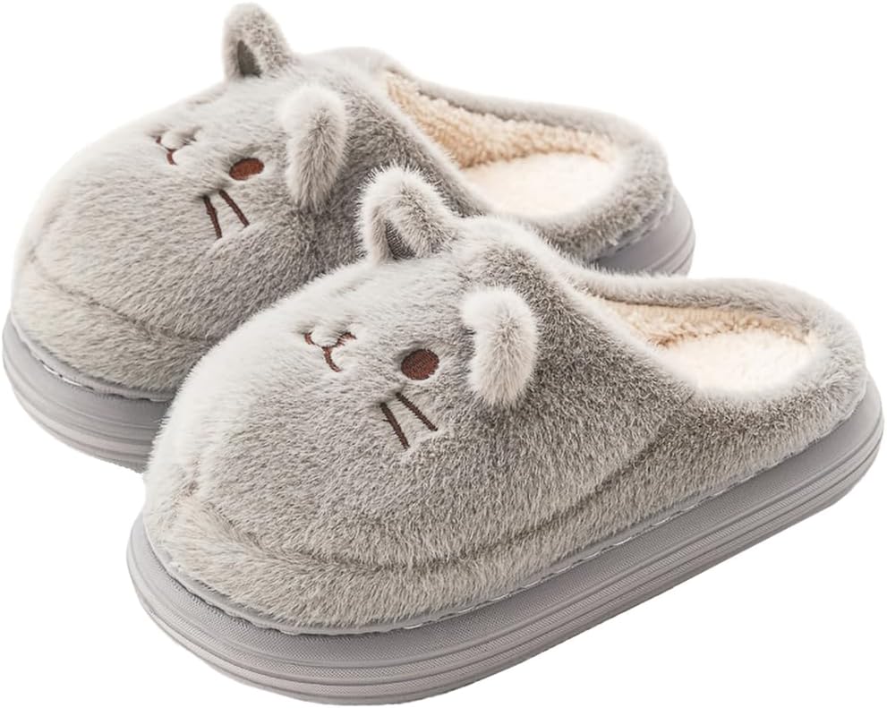 

Seemehappy Мягкие пушистые тапочки для дома Уютные домашние тапочки Нескользящие тапочки для женщин и мужчин Для дома и улицы, серый