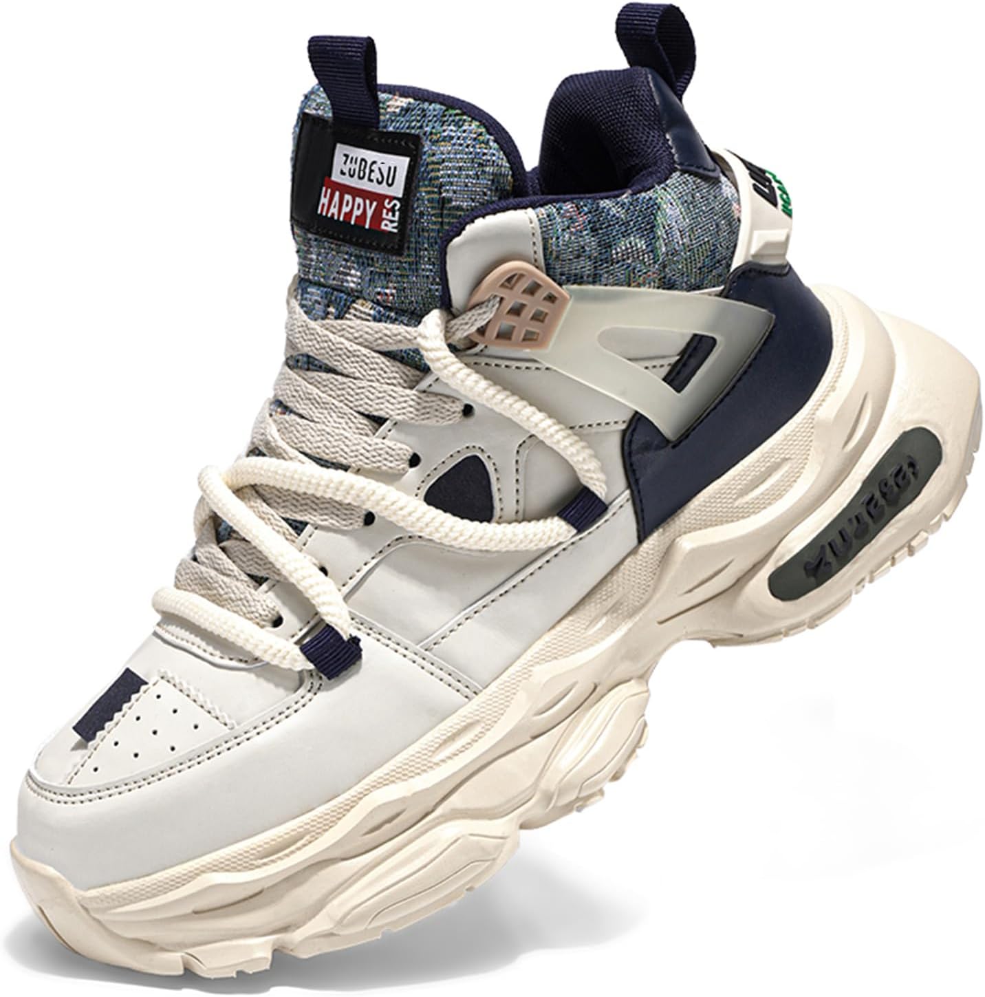 

Мужские высокие модные кроссовки с толстой подошвой, повседневные спортивные кеды для тенниса, бега и ходьбы Spwagym, синий/бежевый