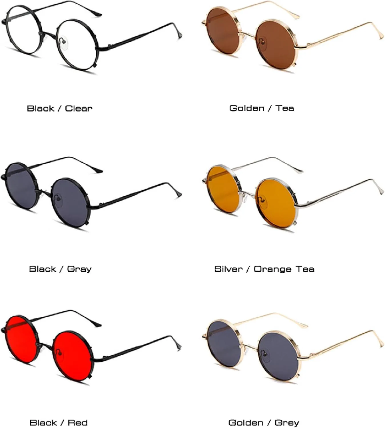 

Женские солнцезащитные очки в круглой металлической оправе, панк-очки, мужские солнцезащитные очки с защитой от УФ-излучения UV400 DSVIGF, Silver Orange Tea