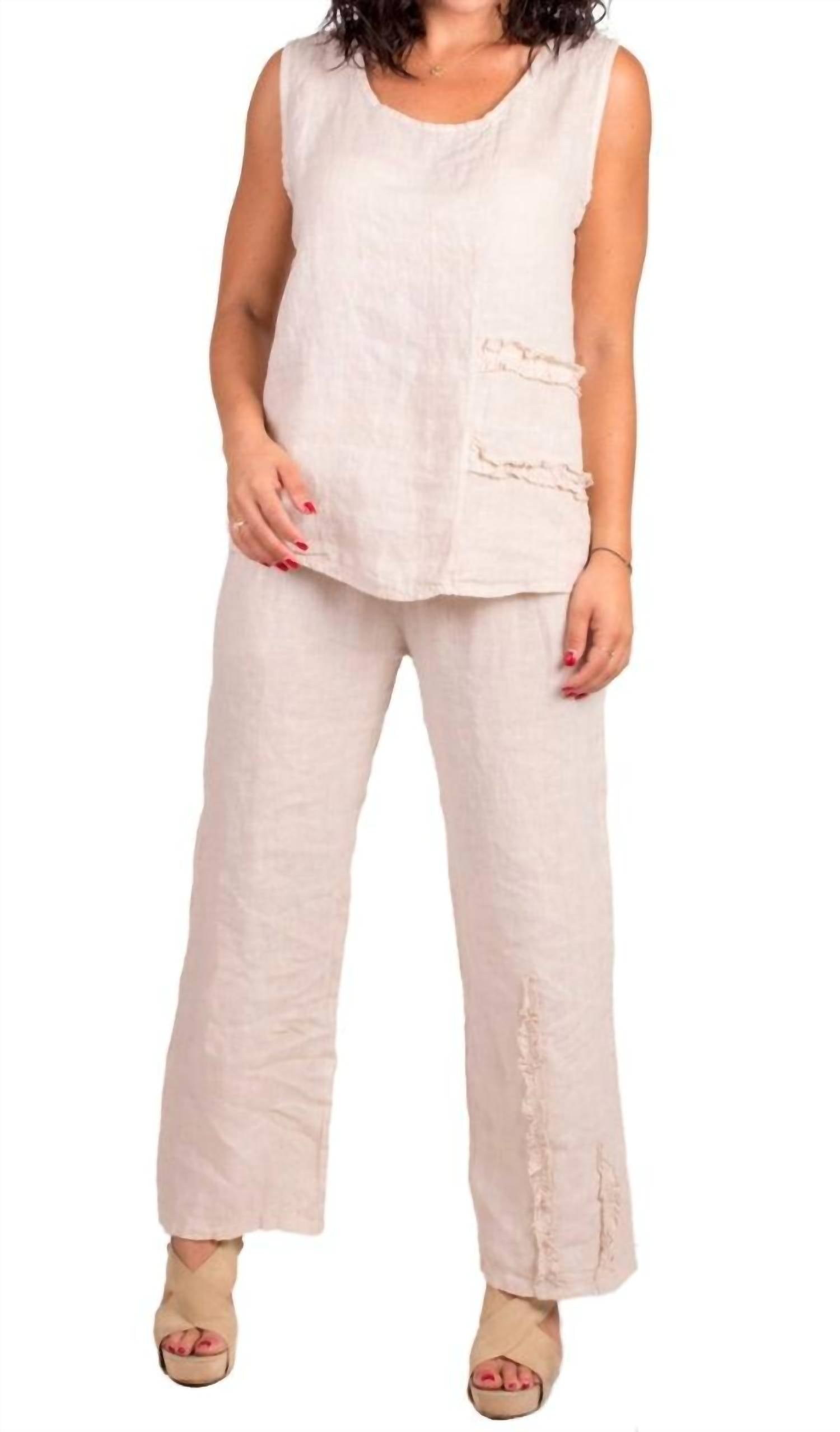 

Льняной топ без рукавов Palermo бежевого цвета Gigi Moda, бежевый