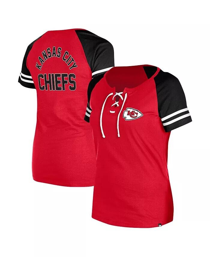 

Красная женская футболка реглан на шнуровке Kansas City Chiefs New Era, красный